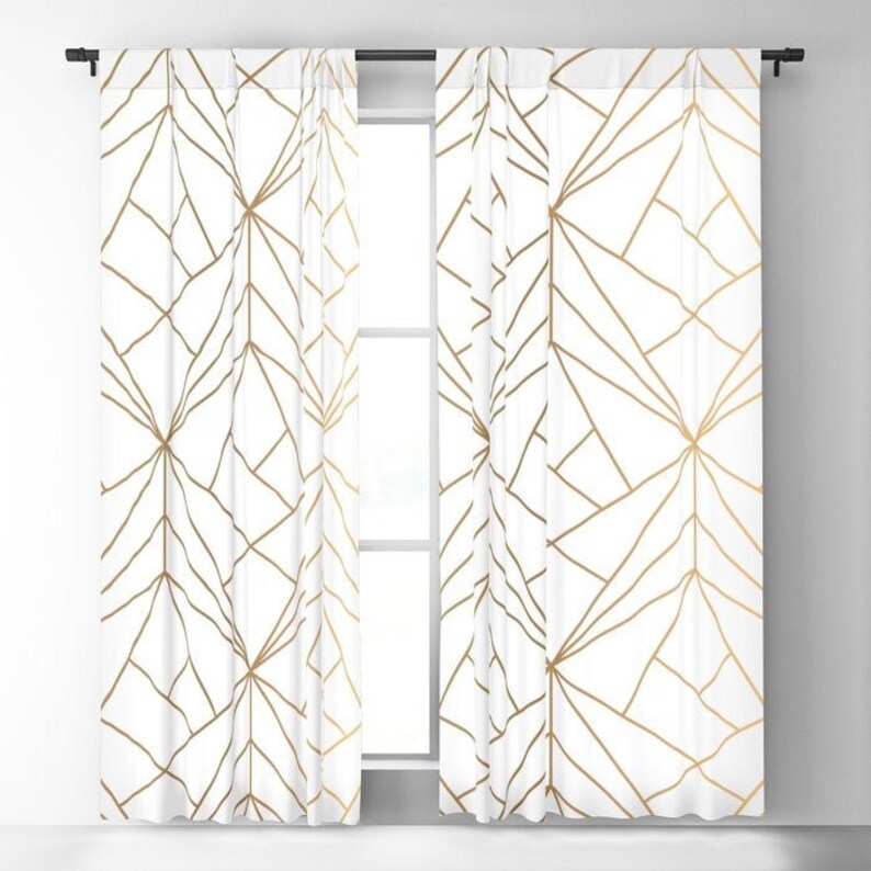 Geometric Gold Pattern Window Curtains Bohemian Curtains - Etsy