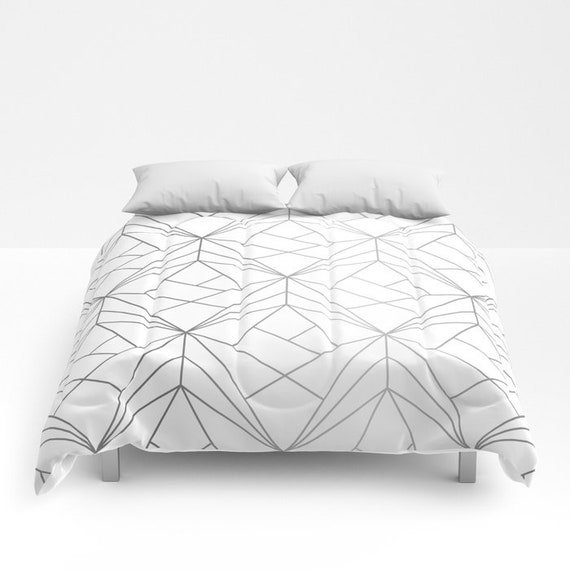 Geometric Silver Pattern Comforter Silver Bed Cover Bohemian Comforter Boho Bedding Gray Comforter Minimalist Style Comforter Bedding