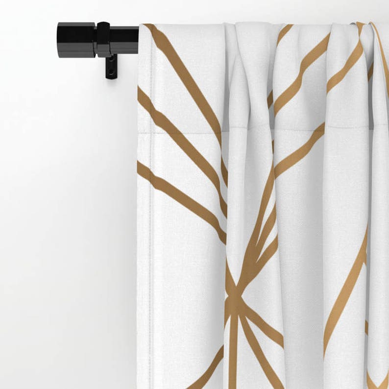 Geometric Gold Pattern Window Curtains Bohemian Curtains Etsy