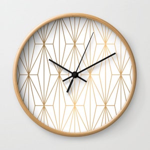Gold Geometric Pattern Wall Clock, Bohemian Wall Clock, Gold Wall Clock, Modern Wall Clock, Minimalist Wall Clock, Geometric Gold Wall Clock