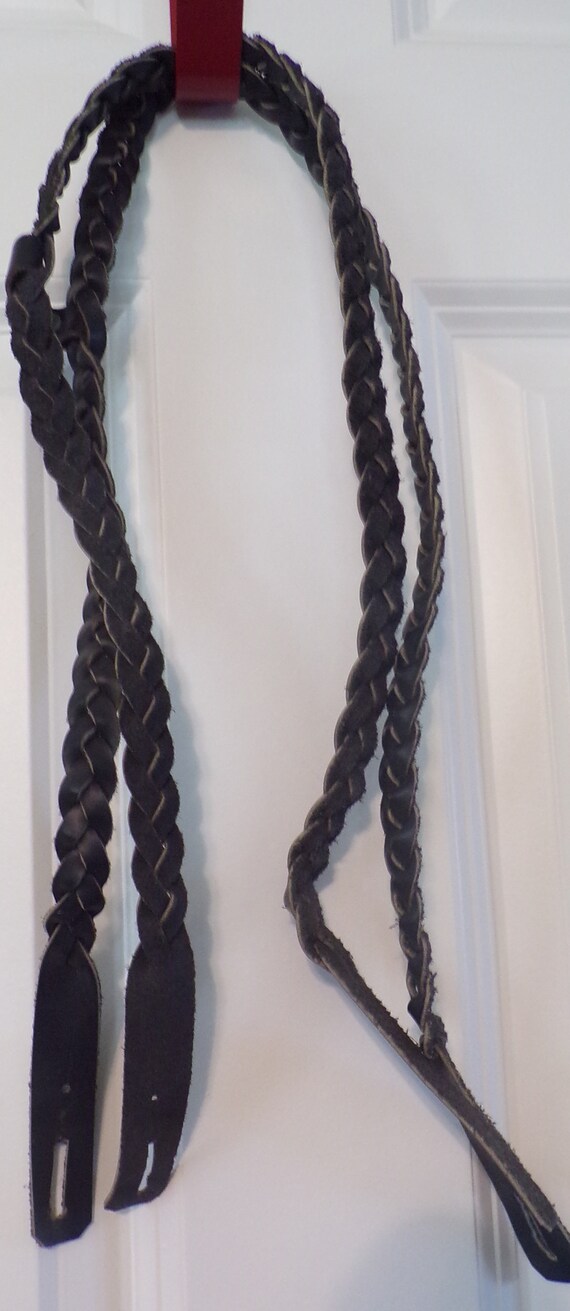 VINTAGE AUTHENTIC Amish SUSPENDERS Braided Leather Black Etsy