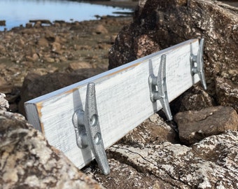 Distressed White over Gray Boat Cleat Rack