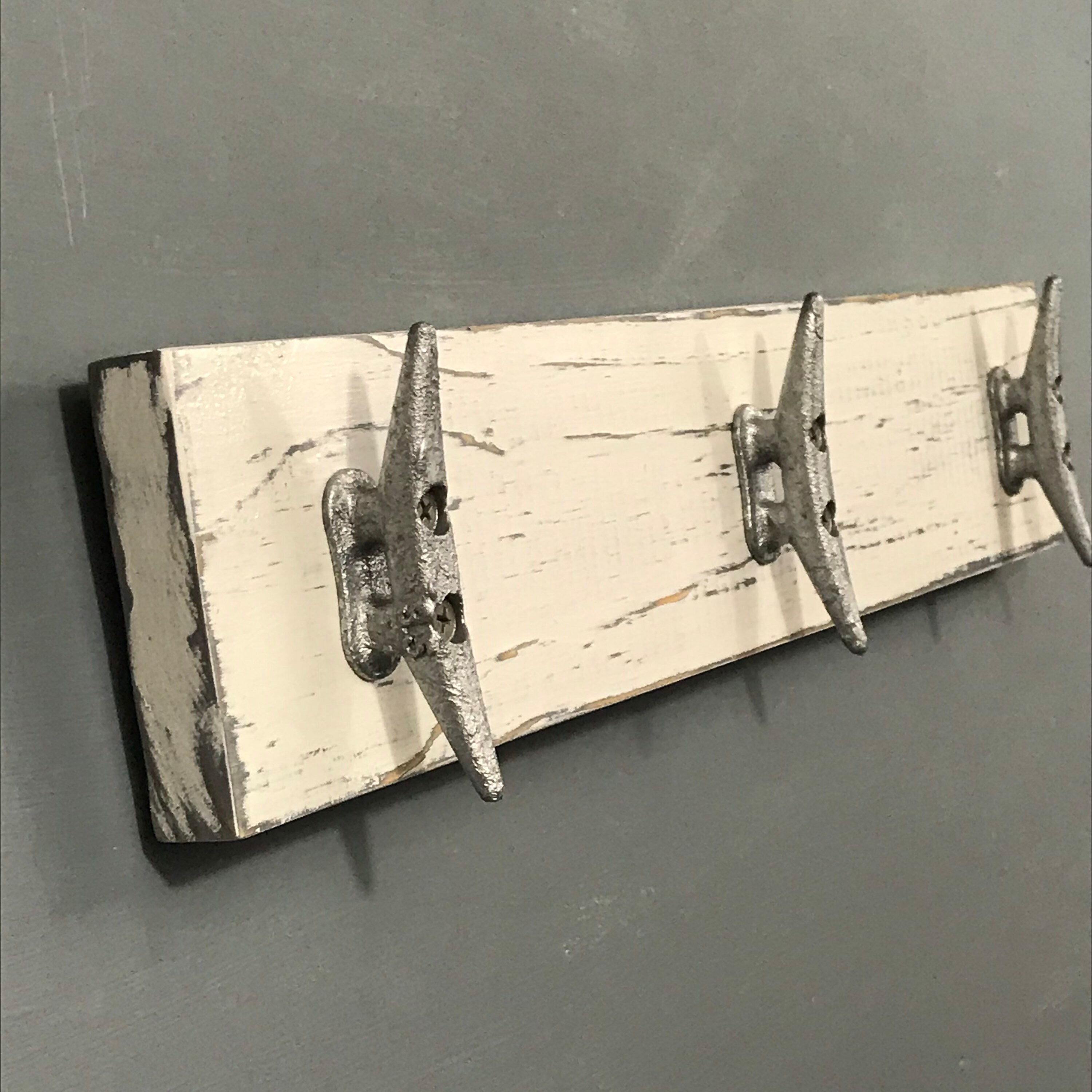 Boat Cleat Coat Rack Distressed Teal and Dark Walnut, Book Bag Rack Hat Rack Nautical,Towel Rack Key Rack