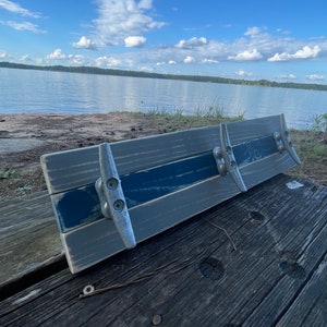 Boat Cleat Coat Rack, Nautical Towel Rack, Hat Rack, Book Bag Rack, Key Rack, Distressed Gray and Blue image 6