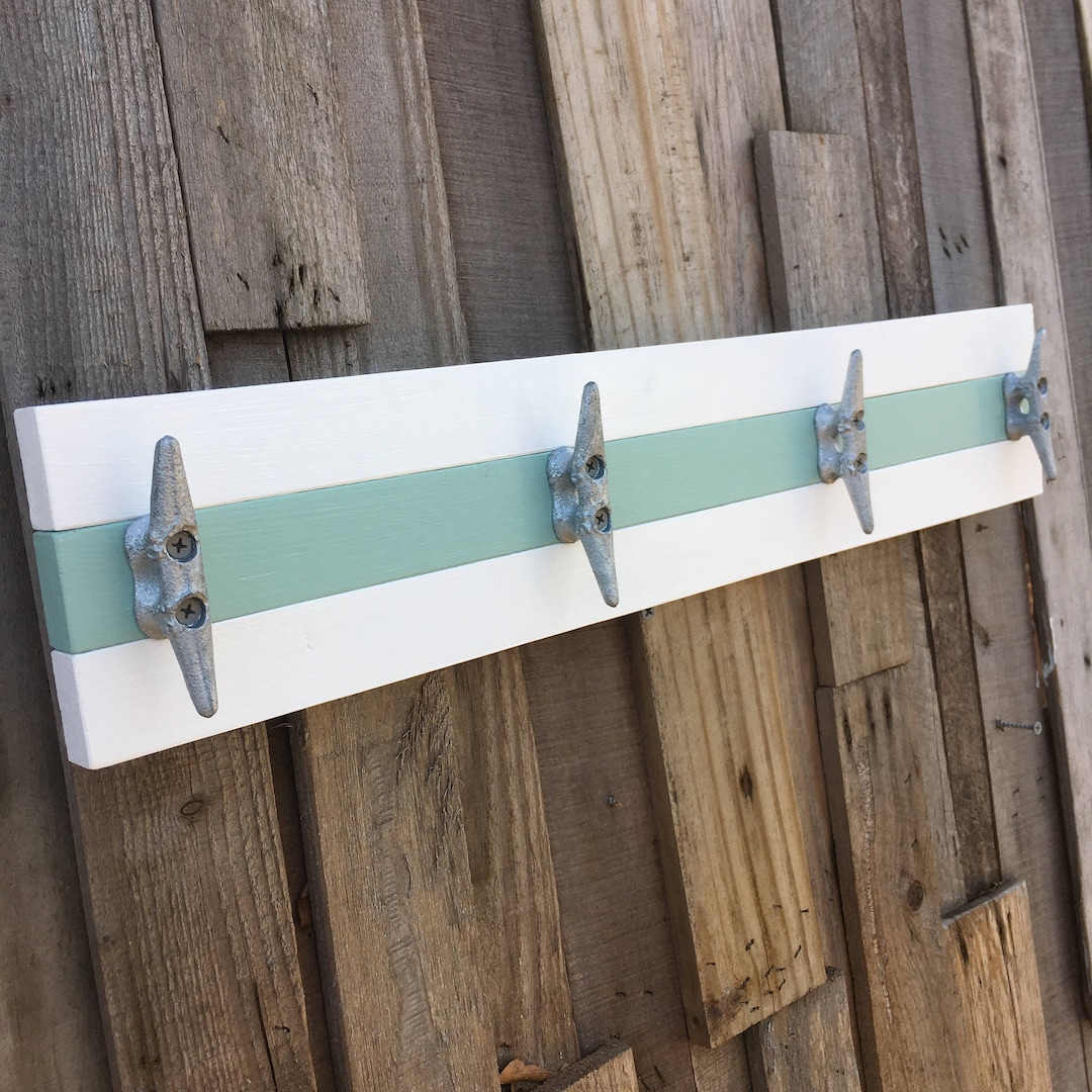 Nautical Boat Cleat Rack: Coastal Decor, White & Sea Glass - Etsy