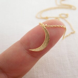 Tiny Gold, Silver or Rose Gold Crescent moon necklace.... dainty and delicate, birthday, wedding, bridesmaid gift image 2