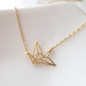 Gold, Rose Gold or Silver  origami crane necklace...dainty necklace, everyday, simple, birthday gift