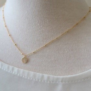 14K Gold Filled, Rose Gold Filled or 925 Sterling Silver Satellite, beaded chain W/ Initial Necklace. dainty and delicate, beaded choker