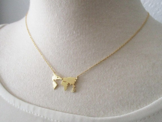 World Map Necklace, Globe Necklace. Gold, Rose Gold or Silver World Necklace, Travel Gift