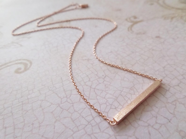 Goud, roségoud of zilveren staafketting... sierlijke handgemaakte ketting, elke dag, eenvoudig, verjaardag, bruiloft, bruidsmeisje sieraden afbeelding 3