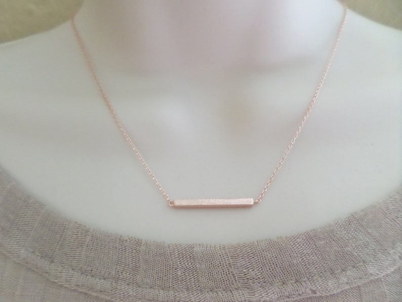 Goud, roségoud of zilveren staafketting... sierlijke handgemaakte ketting, elke dag, eenvoudig, verjaardag, bruiloft, bruidsmeisje sieraden afbeelding 1