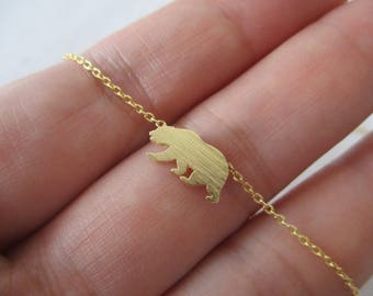 Gold bear necklace, Tiny Gold, Silver, Rose Gold bear necklace...dainty handmade necklace, everyday, simple, birthday