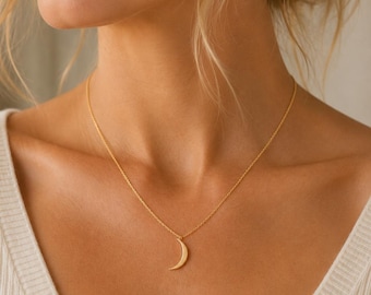 Tiny Gold, Silver or Rose Gold Crescent moon necklace.... dainty and delicate, birthday, wedding, bridesmaid gift
