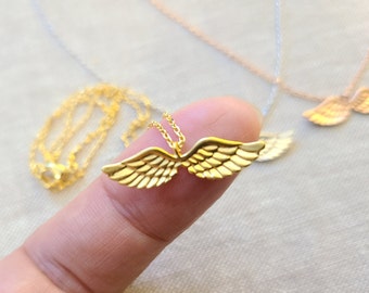 Delicate Angel Wing necklace..Gold, Rose gold, Silver angel wing, dainty, delicate, birthday gift, best friend