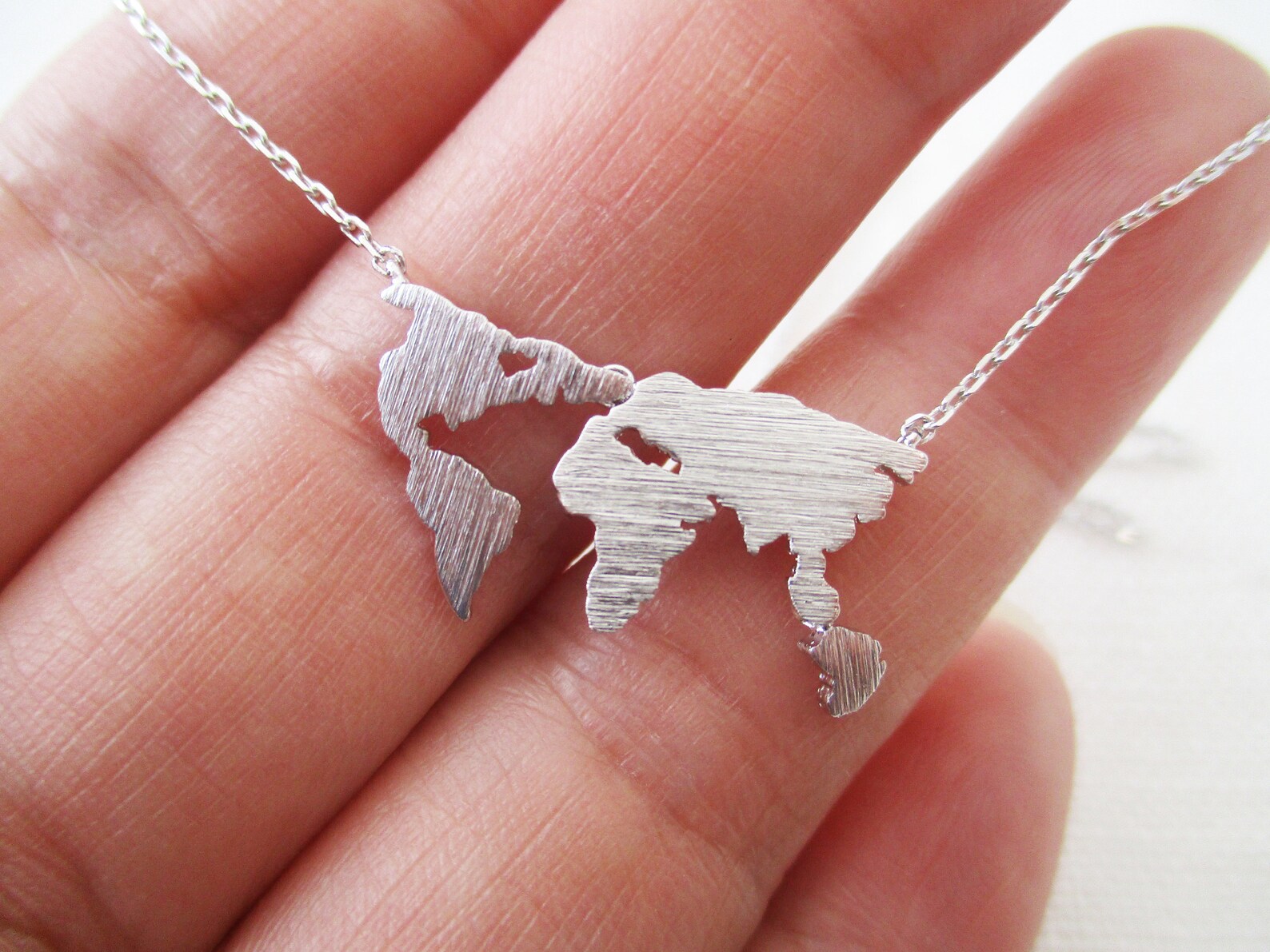 World Map Necklace Globe Necklace. Gold Rose Gold or Silver Etsy