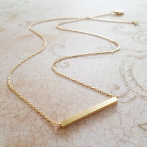 Ketting met goud-, roségouden of zilveren staaf... sierlijke handgemaakte ketting, elke dag, eenvoudig, verjaardag, bruiloft, bruidsmeisjesieraden