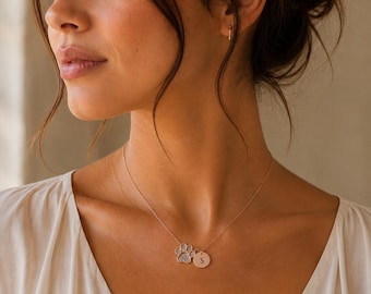 Tiny Gold, Rose gold, Silver Paw Print necklace with cubic zirconia ..dainty and simple, paw necklace, animal lover gift, dog lover necklace