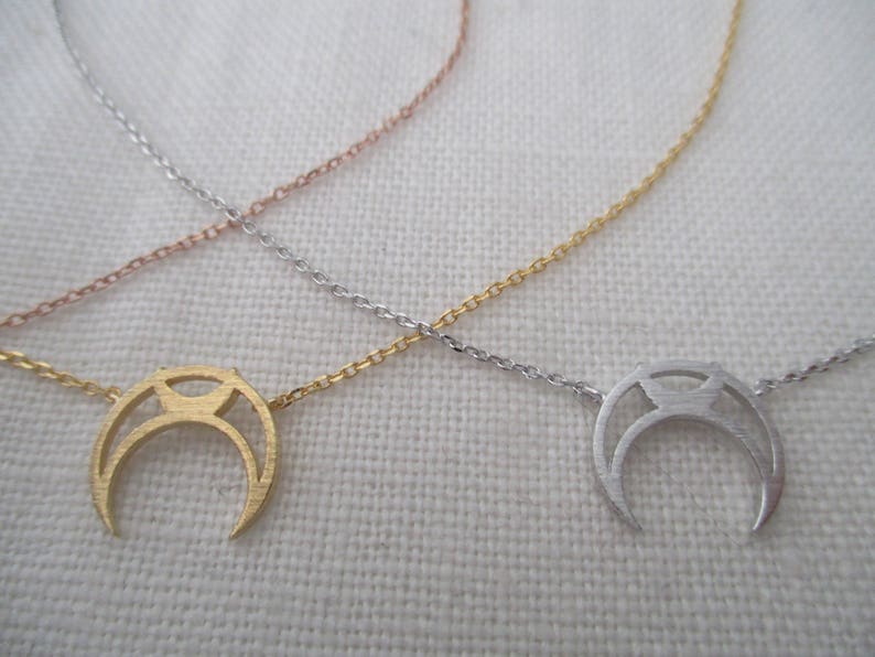 Tiny Gold, Silver or Rose Gold Crescent moon necklace.... dainty and delicate, birthday, wedding, bridesmaid gift image 4