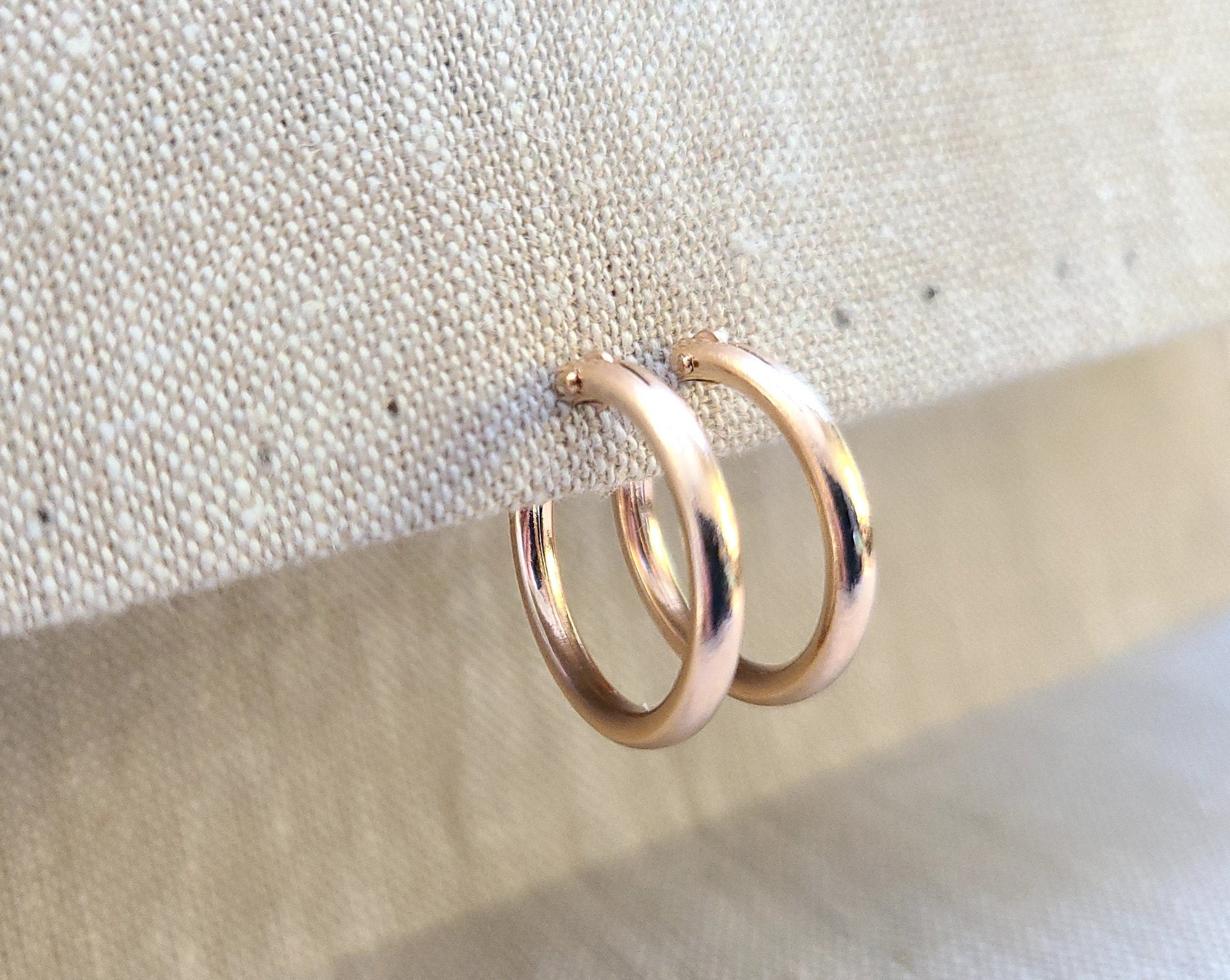 14K Rose Gold Filled Hoop EarringsPlain hoop snap post rose | Etsy