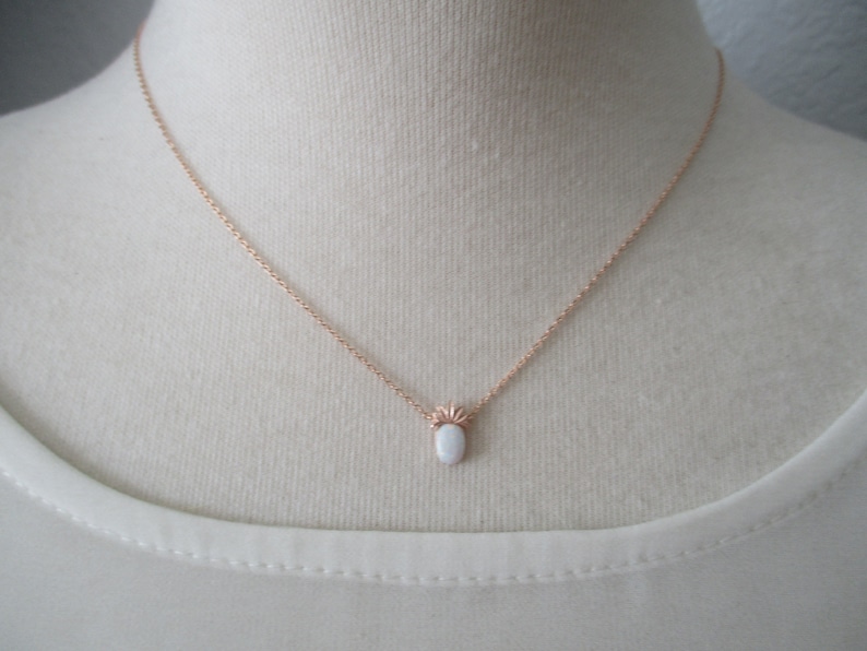 Tiny Pineapple necklace. Rose Gold, Gold, or Silver Pineapple with Opal stone. dainty and delicate, birthday, wedding, bridesmaid gift image 9