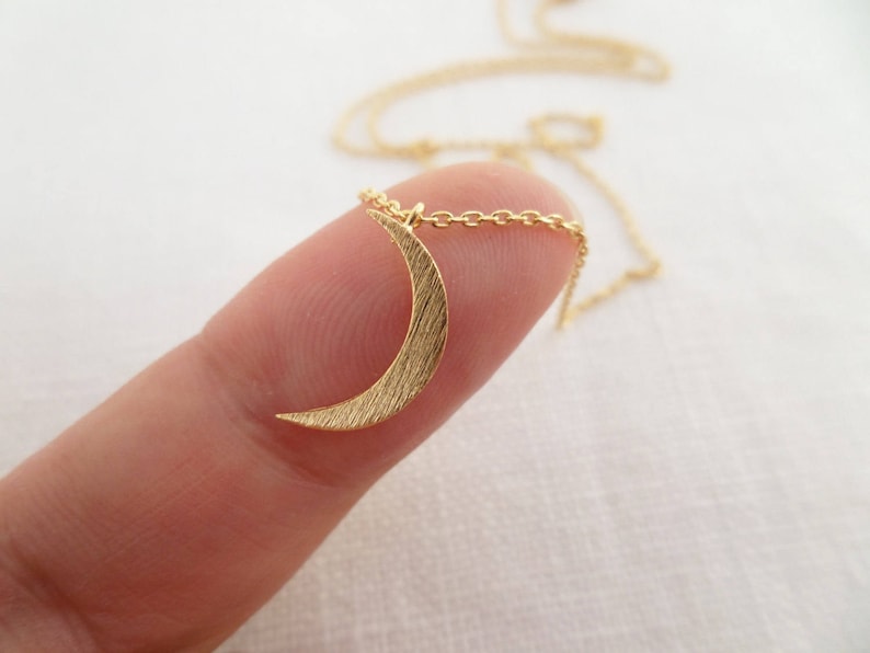 Tiny Gold, Silver or Rose Gold Crescent moon necklace.... dainty and delicate, birthday, wedding, bridesmaid gift image 2