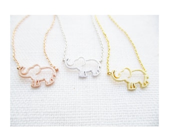 Gold, Rose Gold or Silver  elephant  necklace...dainty handmade necklace, everyday, simple, birthday