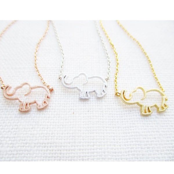 Gold, Rose Gold or Silver  elephant  necklace...dainty handmade necklace, everyday, simple, birthday