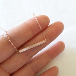 Goud, roségoud of zilveren staafketting... sierlijke handgemaakte ketting, elke dag, eenvoudig, verjaardag, bruiloft, bruidsmeisje sieraden afbeelding 5