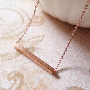 Goud, roségoud of zilveren staafketting... sierlijke handgemaakte ketting, elke dag, eenvoudig, verjaardag, bruiloft, bruidsmeisje sieraden afbeelding 2