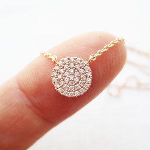 Tiny Gold, Rose gold or Silver Circle necklace with cubic zirconia..dainty  necklace,  simple, birthday, wedding, bridesmaid gift