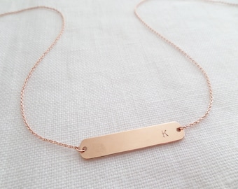 Gold,Rose gold, or Silver bar necklace.  personalized initial necklace...dainty, simple, birthday, wedding, bridesmaid jewelry