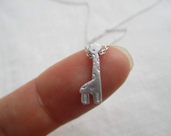 Silver giraffe necklace...dainty handmade necklace, everyday, simple, birthday