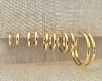 14K Gold Filled or Rose Gold Filled Hoop Earrings, Plain hoop snap post earrings, Classic everyday light weight hoop earring, stacking hoops