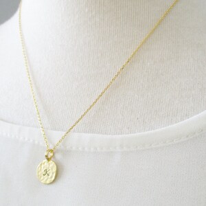 Personalized Necklace, Gold Initial Necklace, Hand Stamped Initial Disc, Hammered disc, simple ,dainty, birthday, wedding, bridesmaid gift