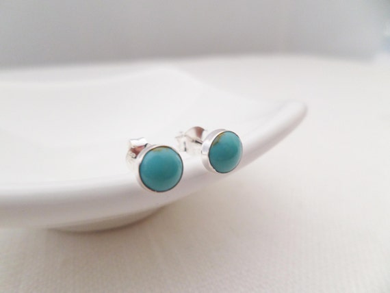 Tiny Sterling Silver and Turquoise earrings...dainty, simple and fun