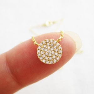 Tiny Gold, Rose gold or Silver Circle necklace with cubic zirconia..dainty  necklace,  simple, birthday, wedding, bridesmaid gift