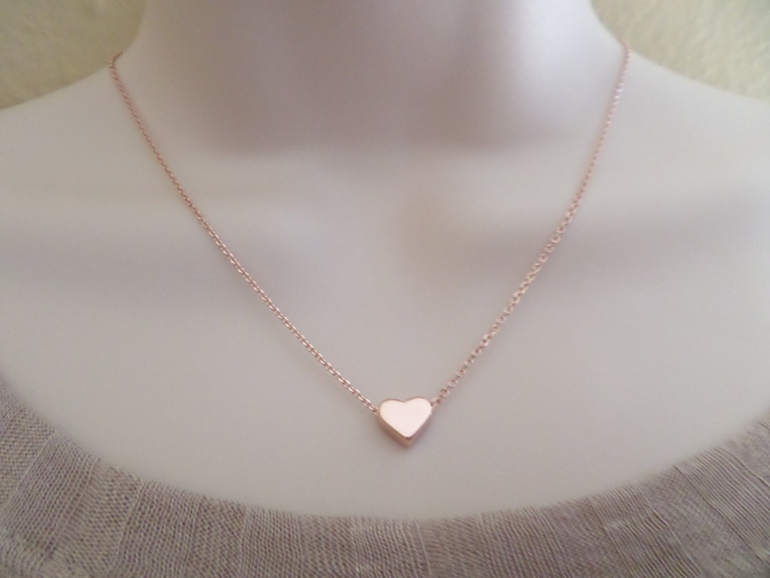 Rose Gold Heart Necklace...dainty Handmade Necklace Everyday - Etsy