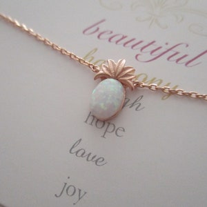 Tiny Pineapple necklace. Rose Gold, Gold, or Silver Pineapple with Opal stone. dainty and delicate, birthday, wedding, bridesmaid gift