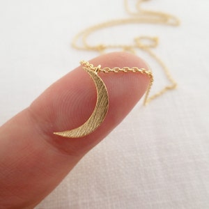 Tiny Gold, Silver or Rose Gold Crescent moon necklace.... dainty and delicate, birthday, wedding, bridesmaid gift image 1