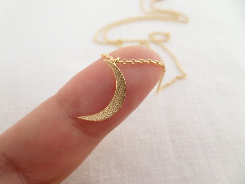 Tiny Gold, Silver or Rose Gold Crescent moon necklace.... dainty and delicate, birthday, wedding, bridesmaid gift image 1