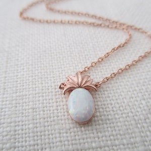 Tiny Pineapple necklace. Rose Gold, Gold, or Silver Pineapple with Opal stone. dainty and delicate, birthday, wedding, bridesmaid gift image 7