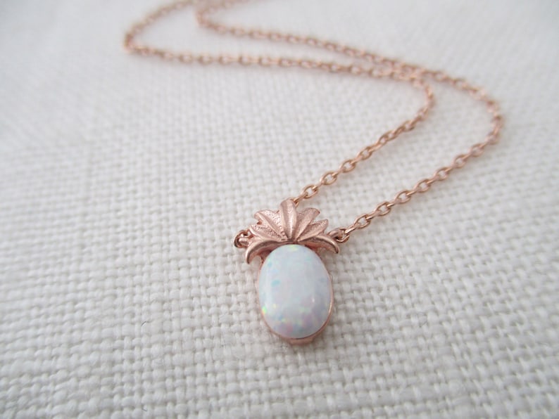 Tiny Pineapple necklace. Rose Gold, Gold, or Silver Pineapple with Opal stone. dainty and delicate, birthday, wedding, bridesmaid gift image 7