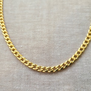 Chunky Gold Curb Chain Necklace, Gold  Link Chain Necklace with Toggle Clasp and Inital Charm, Thick Chunky Gold Cuban Chain Necklace