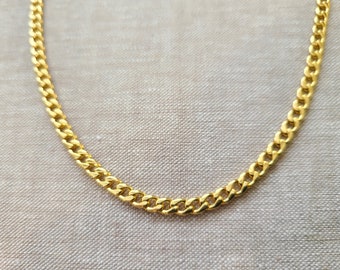 Chunky Gold Curb Chain Necklace, Gold  Link Chain Necklace with Toggle Clasp and Inital Charm, Thick Chunky Gold Cuban Chain Necklace