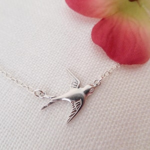 Tiny silver sparrow necklace, Sterling Silver necklace...dainty handmade necklace, everyday, simple, birthday, wedding, bridesmaid jewelry