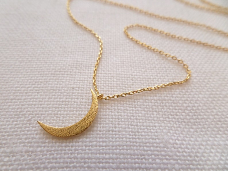 Tiny Gold, Silver or Rose Gold Crescent moon necklace.... dainty and delicate, birthday, wedding, bridesmaid gift image 4