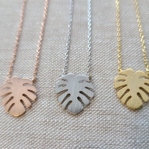 Monstera Leaf necklace in Gold, Silver or Rose Gold...dainty Monstera Deliciosa, everyday, simple, birthday, wedding, bridesmaid jewelry