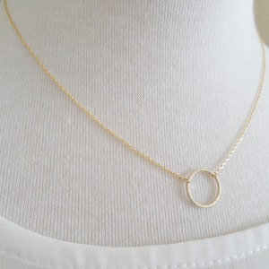 Gold, Rose Gold or Silver Karma Infinity, Eternity, Circle, Ring Necklace----dainty, simple, birthday, wedding, bridesmaid gift