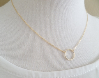 Gold, Rose Gold or Silver Karma Infinity, Eternity, Circle, Ring Necklace----dainty, simple, birthday, wedding, bridesmaid gift