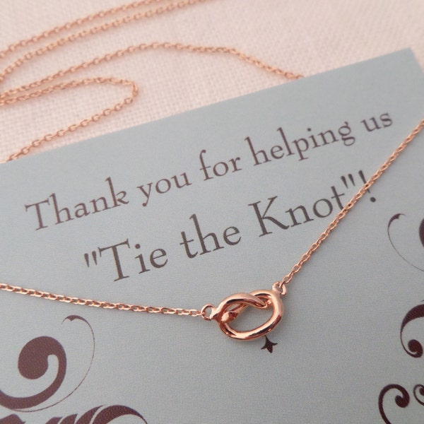 Collar con nudo de amor en oro rosa, oro o plata... Collar para atar el nudo... delicado, para uso diario, sencillo, ideal para cumpleaños, bodas y damas de honor